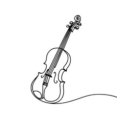 Obraz premium Line Drawing of a Violin on Transparent Background 