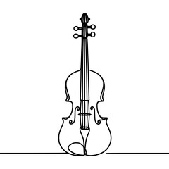 Fototapeta premium Minimalist line drawing of a violin on a transparent background 