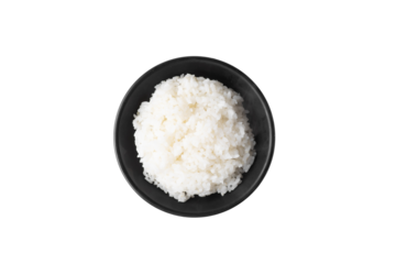 White rice in black bowl in png file png 파일의 검은 그릇에 있는 흰쌀