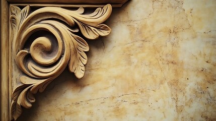 Ornate wooden carving on a textured background