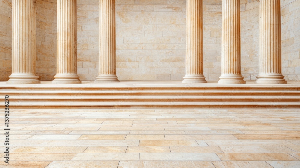 Poster elegant stone columns and steps create a grand and imposing classical architectural scene.