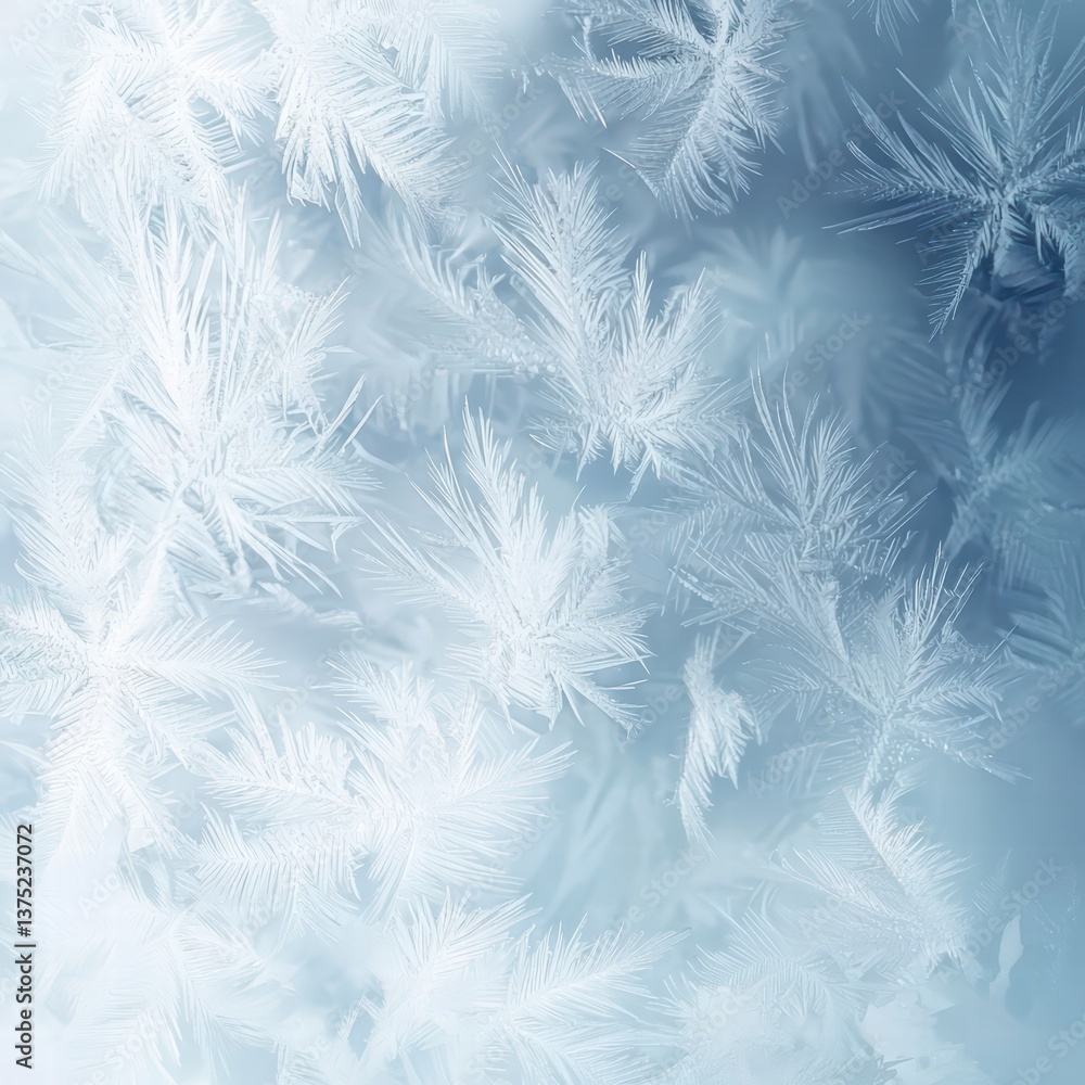 Poster winter frost patterns: delicate, intricate frost patterns create a stunning icy design on a window p