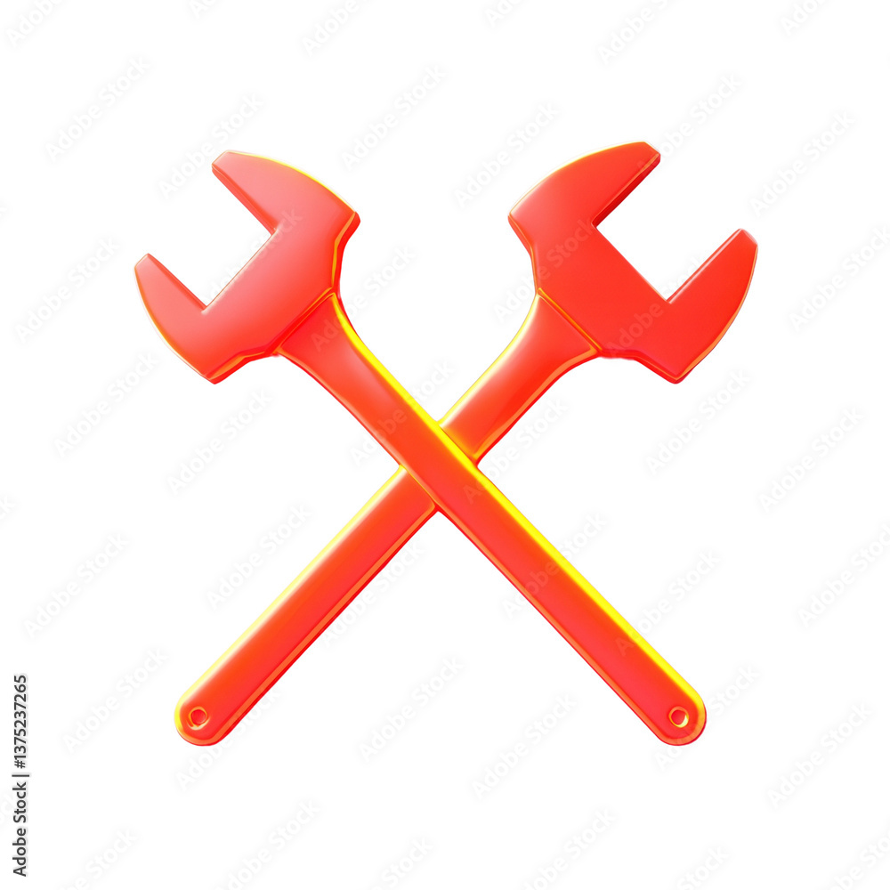 Poster labor day concept, crossed wrenches in bright colors on a black background. in 3d rendering object s