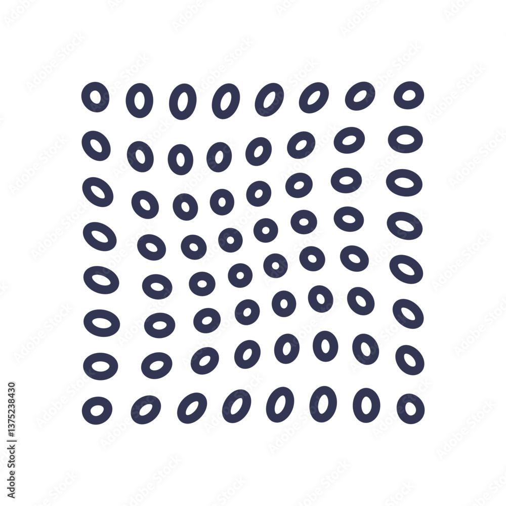 Aufkleber pattern of tilted circles representing flow and causality.