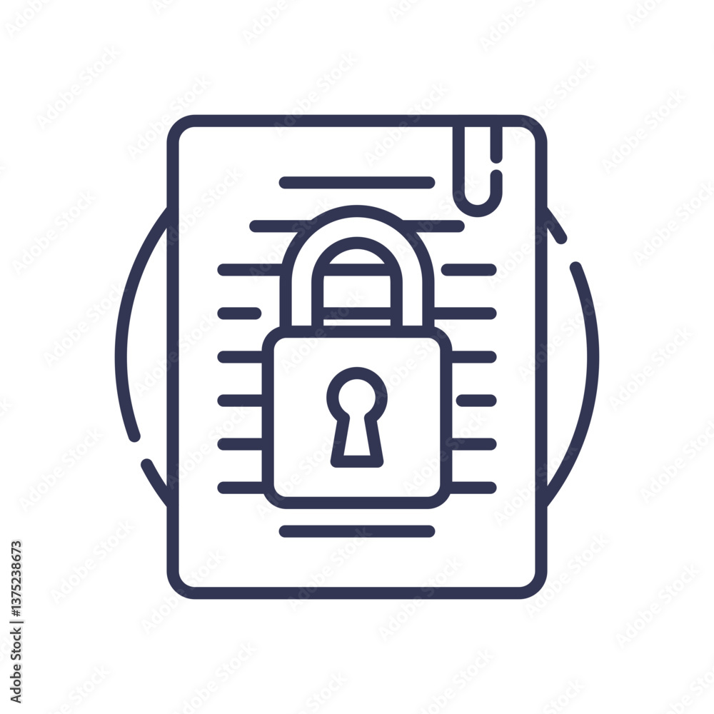 Poster a padlock on a document symbolizes data security and protection.