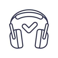 Line art of noise-canceling headphones symbolizing sound isolation.