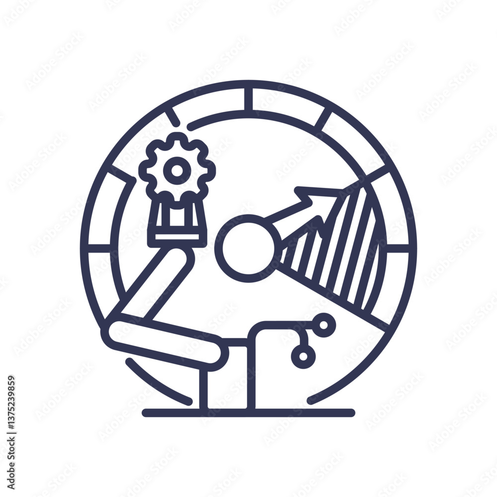 Poster illustration of robotic arm and gear symbolizing automation and robot density.