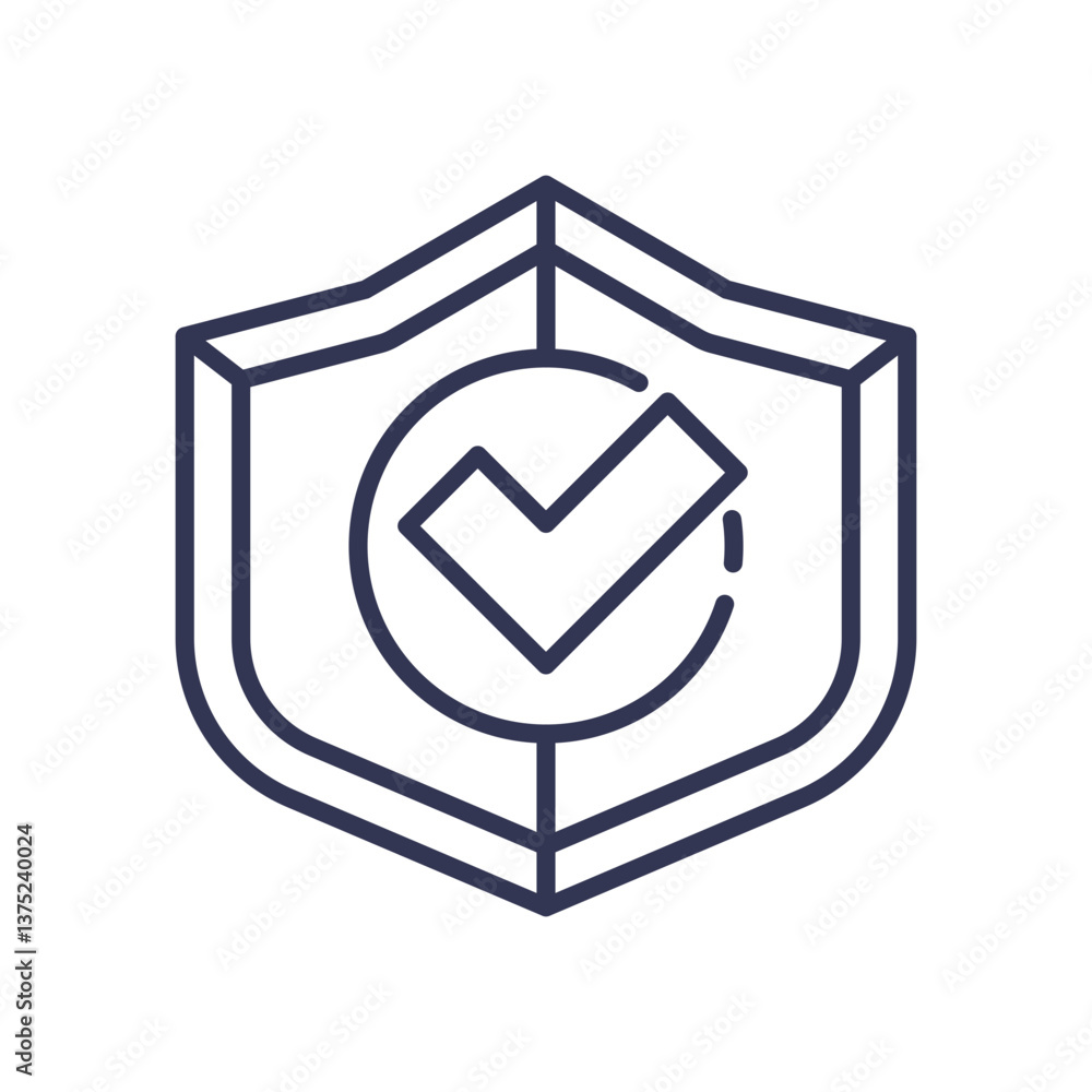 Poster shield with checkmark symbolizes security and trust.