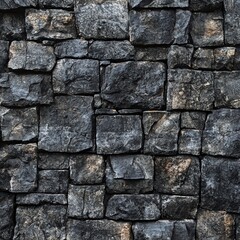 Obraz premium Textured Stone Wall: A close-up captures the weathered, textured surface of a meticulously crafted stone wall, showcasing its rugged beauty and timeless appeal.