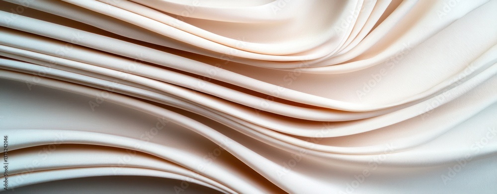 Poster elegant beige fabric drapes in soft, flowing waves creating a luxurious, textured background.
