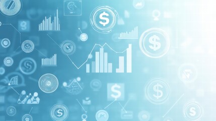 Obraz premium Financial Data Visualization: A vibrant display of financial data, graphs, charts, and currency symbols create an immersive visual experience.