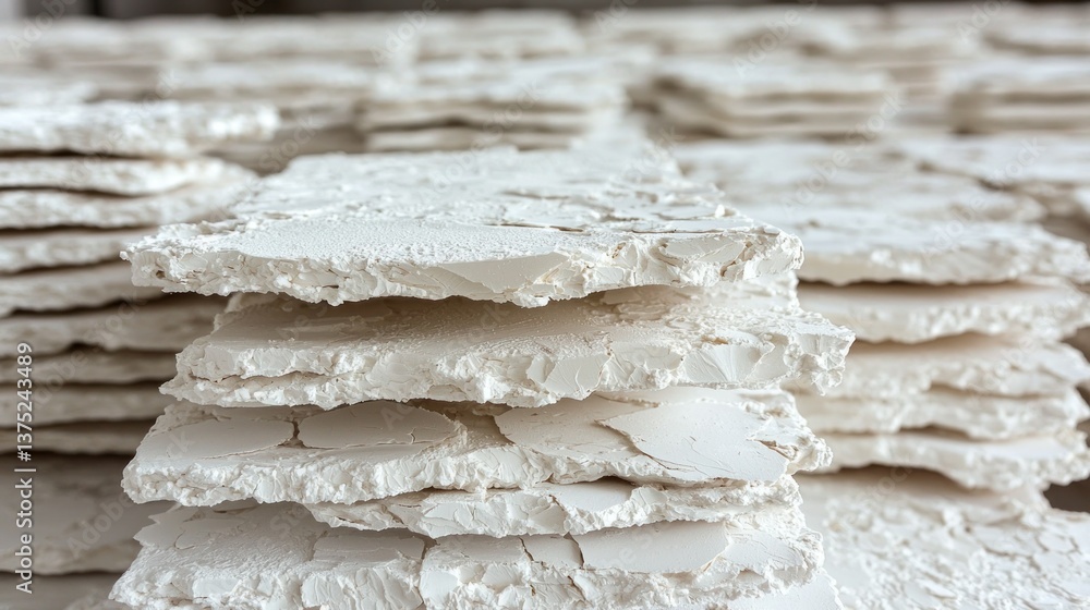 Aufkleber Stack of White Rough-Textured Rectangular Slabs