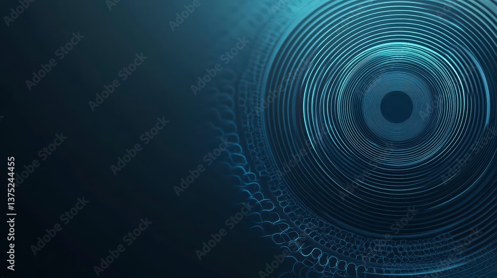 Poster technological ripples: a mesmerizing display of intricate, spiraling geometric patterns and digital 
