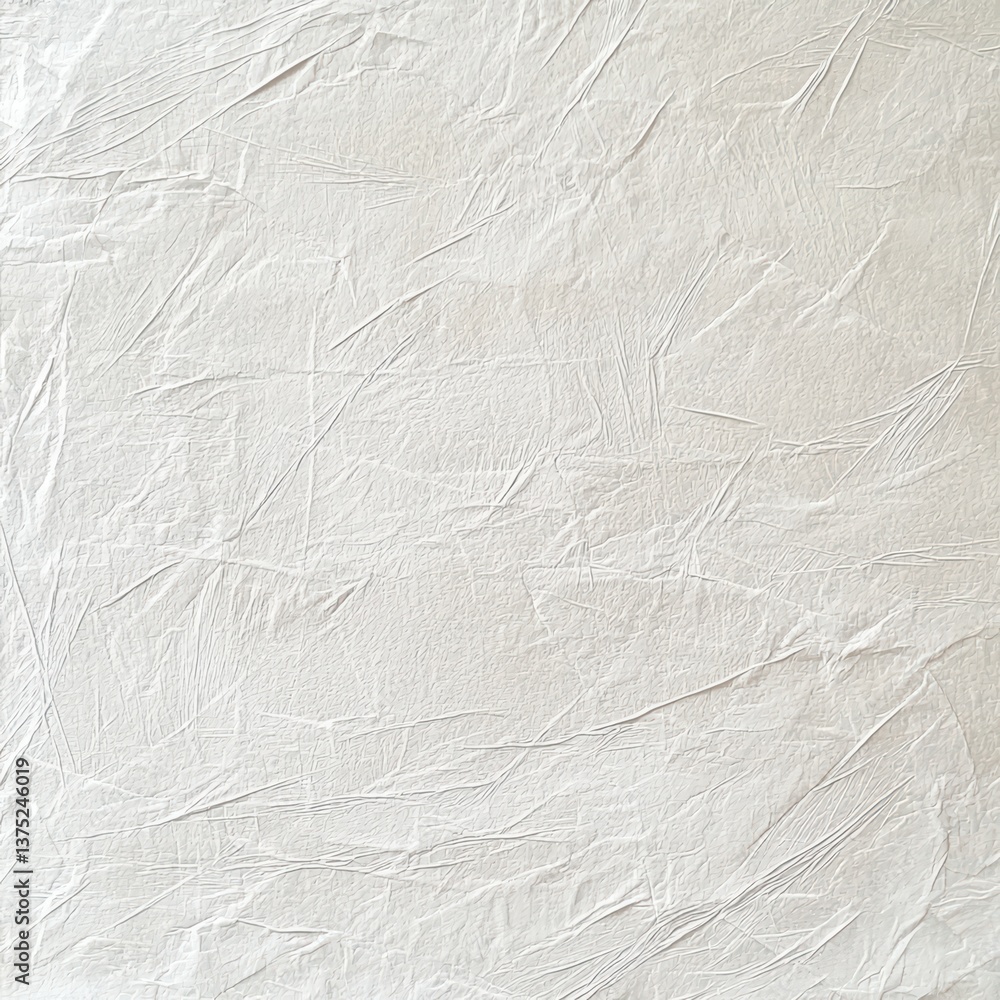 Poster a close-up captures the intricate texture of a crumpled white paper surface, revealing subtle shadow