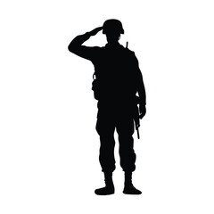 Soldier man salute silhouette. Vector illustration