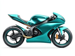 Fototapeta premium Teal Metallic Sportbike 3D Render