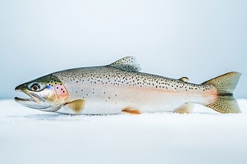 Obraz premium A beautiful silver fish laying on a bed of snow
