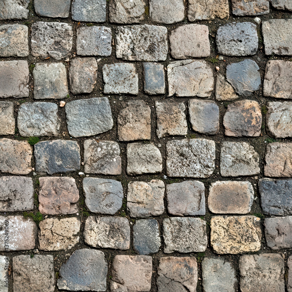 Poster old stone cobblestone: a textured, close-up view of a cobblestone street. the image captures the tim
