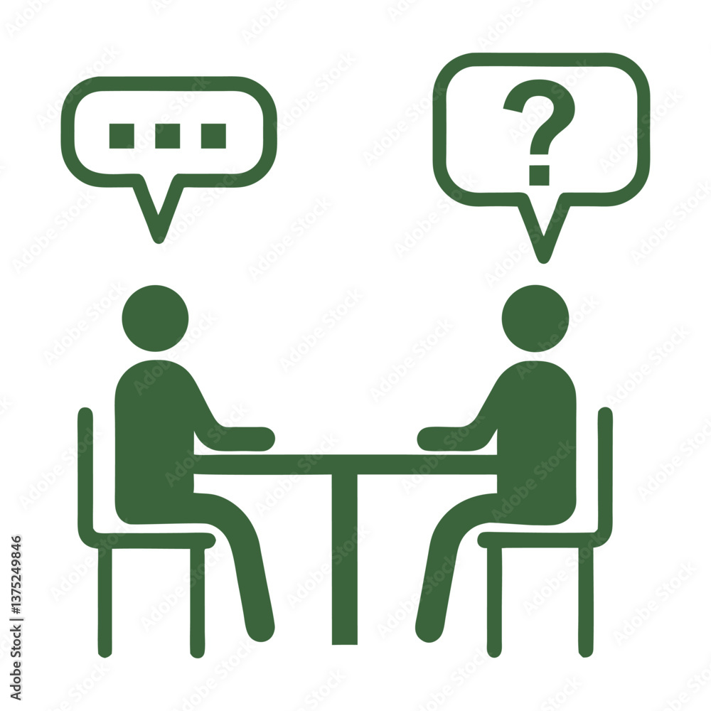 Poster conversation between two people dialogue and question mark icon vector.