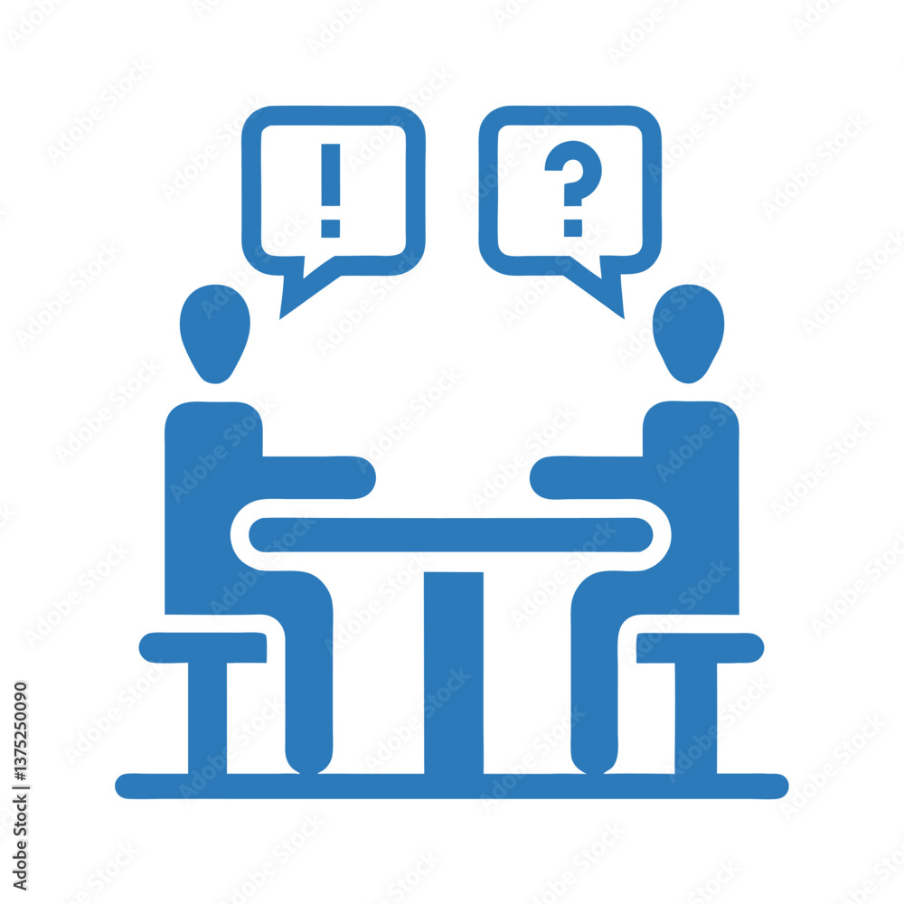 Poster conversation between two people dialogue and question mark icon vector.