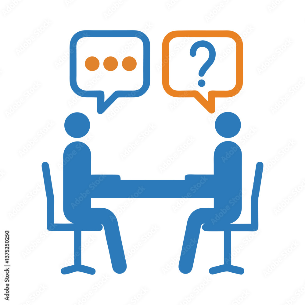 Poster conversation between two people dialogue and question mark icon vector.