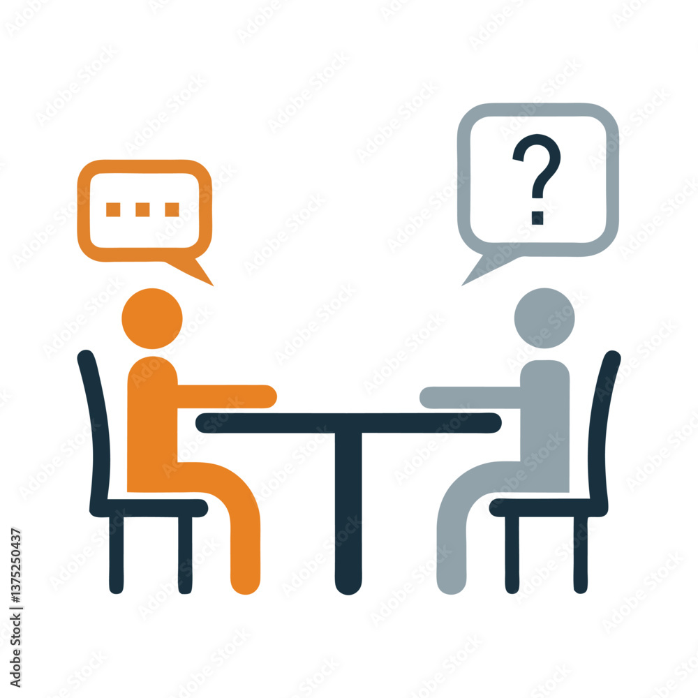 Aufkleber conversation between two people dialogue and question mark icon vector.