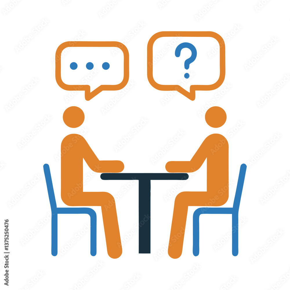 Aufkleber conversation between two people dialogue and question mark icon vector.