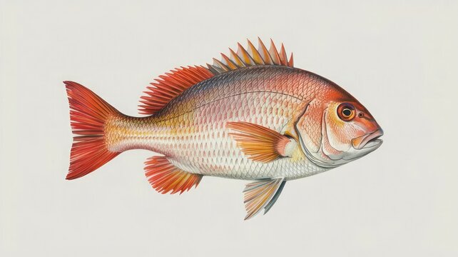 Atlantic Ocean Red Drum Fish Isolated on White Background