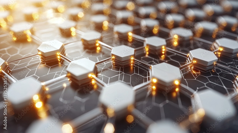 Poster abstract hexagonal network: a visual representation of data and connectivity
