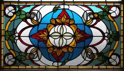 Symmetrical design in a stained glass window
