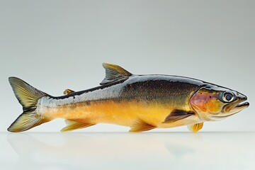 Obraz premium An isolated profile view of a beautiful iridescent fish specimen