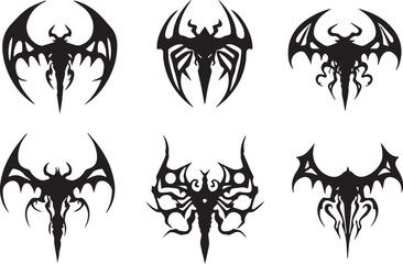 Set of decorative gothic and mystical elements, ornaments, symbols. Hand drawn vector illustration