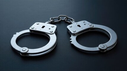 Handcuffs and keys on a table symbolizing arrest and justice