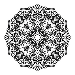 Circular pattern in the form of a mandala. Mehndi style. Decorative pattern in oriental style. Coloring book page