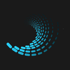 Halftone dotted background circularly distributed. Halftone effect pattern. Border logo icon. Emblem for your design.