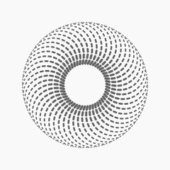Halftone dotted background circularly distributed. Halftone effect pattern. Border logo icon. Emblem for your design.