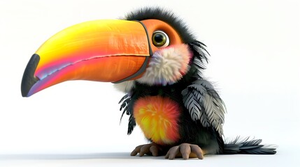 Fototapeta premium Adorable Cartoon Toucan Bird Illustration Perfect for Children's Books or Tropical Designs