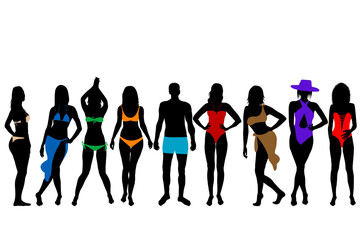 Group of young man and woman wearing swimwear