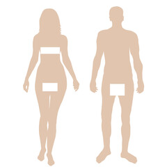 Fototapeta premium Silhouette of man and woman body covered with censor bars