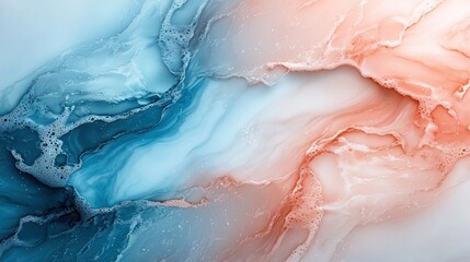 Fototapeta premium Abstract Fluid Art: Teal and Coral Swirls
