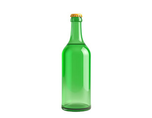 Green Bottle with Gold Cap on Transparent Background