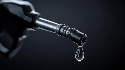 Black gasoline injector fueling oil or pure fuel on dark background 3D rendering