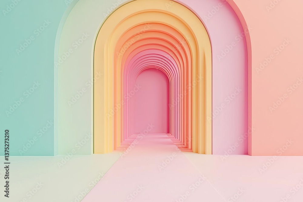 Poster abstract rainbow gradient multi colors of white scene background with perspective room summer multi 
