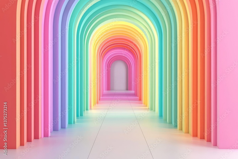 Poster abstract rainbow gradient multi colors of white scene background with perspective room summer multi 