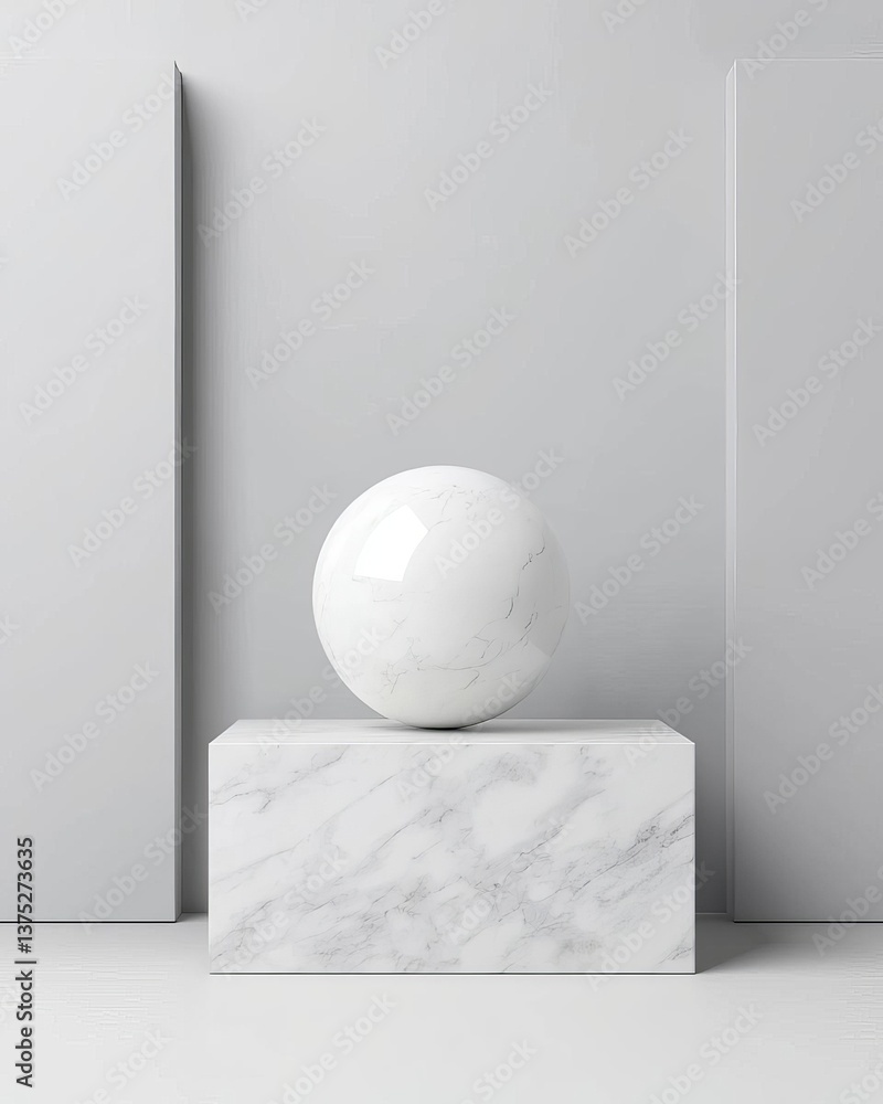 Poster white marble product display on gray background with modern backdrops studio empty pedestal or podiu