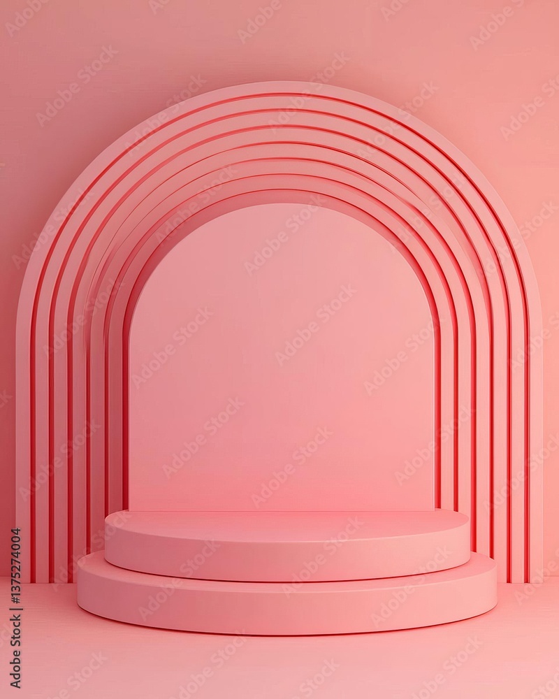 Poster pink product background stand or podium pedestal on empty display with pastel backdrops 3d rendering