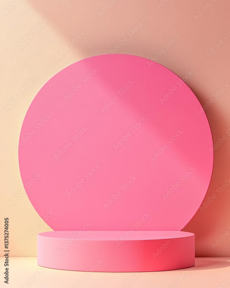 Poster pink product background stand or podium pedestal on empty display with pastel backdrops 3d rendering