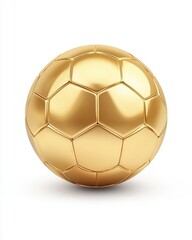 Fototapeta premium Gold soccer ball or football isolated on white 3d illustration background with sport winner world championship tournament and golden king crown competition trophy champion cup of v
