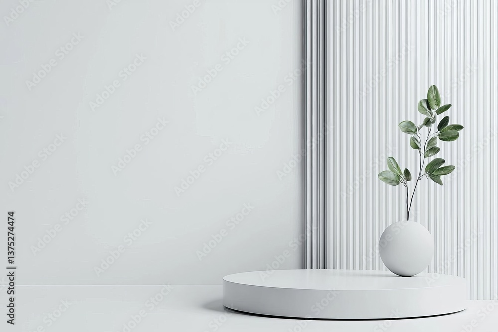 Poster empty podium or pedestal display on white room and light background with futuristic stand concept bl