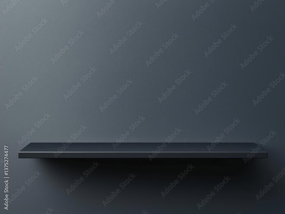 Poster empty black shelf table desktop display on blank 3d background product template with modern interior